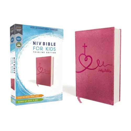 Niv, Bible for Kids, Leathersoft, Pink, Red Letter, Comfort Print: Thinline Edition