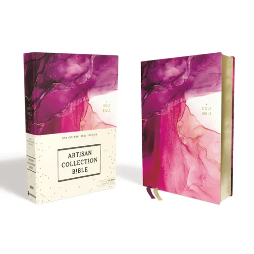 Niv, Artisan Collection Bible, Cloth Over Board, Pink, Art Gilded Edges, Red Letter Edition, Comfort Print