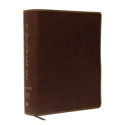 KJV, Journal the Word Bible, Large Print, Bonded Leather, Brown, Red Letter Edition: Reflect, Journal, or Create Art Next to Your Favorite Verses