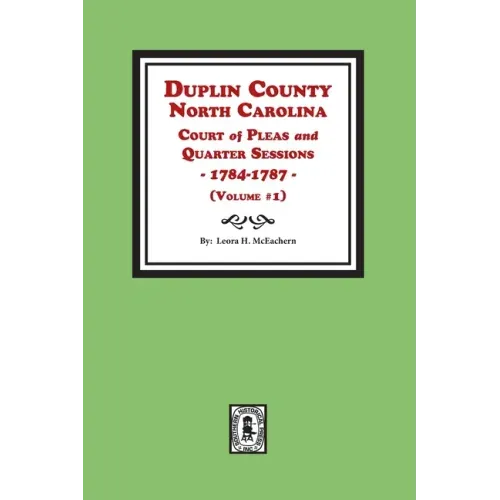 Duplin County, North Carolina Court of Pleas and Quarter Sessions, 1784-1787. Volume #1