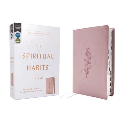 Niv, Spiritual Habits Bible, Leathersoft, Pink, Red Letter, Thumb Indexed, Comfort Print: Learn to Live a Gospel-Centered Life