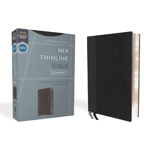 Niv, Thinline Bible, Compact, Leathersoft, Black/Gray, Red Letter, Comfort Print