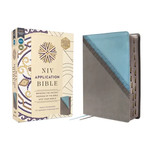 NIV Application Bible, Leathersoft, Teal/Grey, Red Letter, Thumb Indexed, Comfort Print: Bringing the Ancient Message of the Bible Into Your World