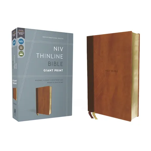 Niv, Thinline Bible, Giant Print, Leathersoft, Brown, Red Letter, Comfort Print