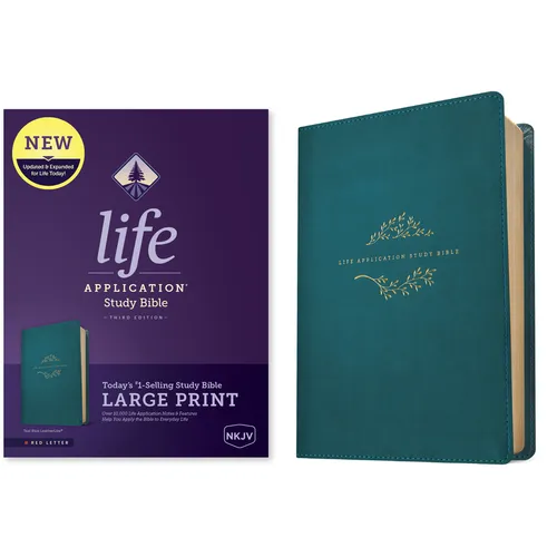 NKJV Life Application Study Bible, Third Edition, Large Print (Leatherlike, Teal Blue, Red Letter)
