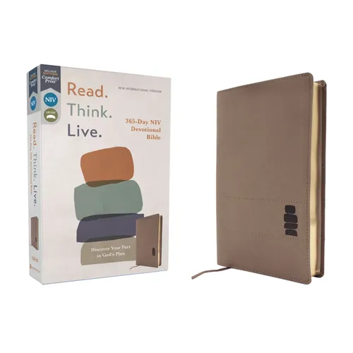 Niv, Read. Think. Live., Leathersoft, Brown, Comfort Print: 365-Day NIV Devotional Bible - Discover Your Part in God's Plan