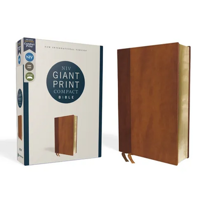 Niv, Giant Print Compact Bible, Leathersoft, Brown, Red Letter Edition, Comfort Print