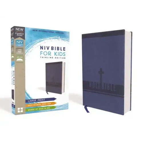 Niv, Bible for Kids, Large Print, Leathersoft, Blue, Red Letter, Comfort Print: Thinline Edition