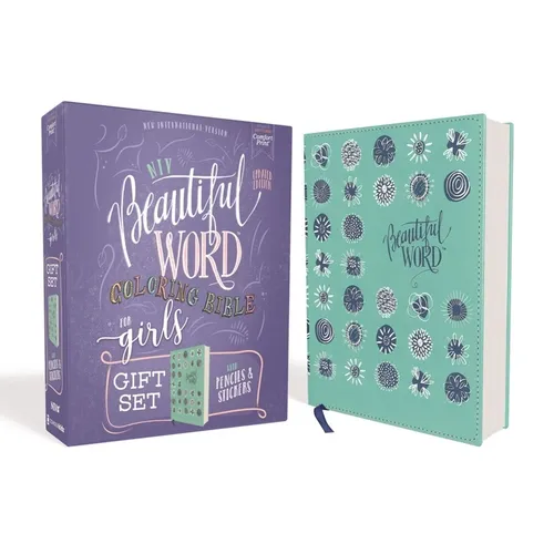 Niv, Beautiful Word Coloring Bible for Girls Pencil/Sticker Gift Set, Updated, Leathersoft Over Board, Teal, Comfort Print: 600+ Verses to Color