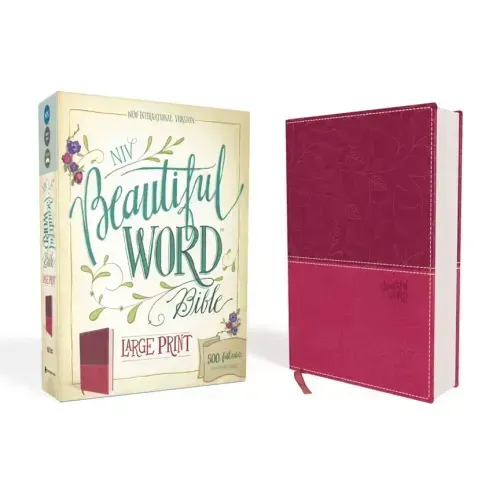 NIV, Beautiful Word Bible, Large Print, Imitation Leather, Pink: 500 Full-Color Illustrated Verses