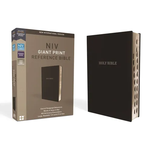 NIV, Reference Bible, Giant Print, Leather-Look, Black, Red Letter Edition, Indexed, Comfort Print
