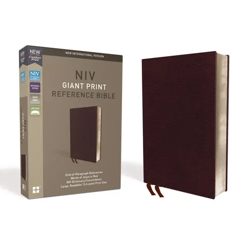 NIV, Reference Bible, Giant Print, Bonded Leather, Burgundy, Red Letter Edition, Comfort Print