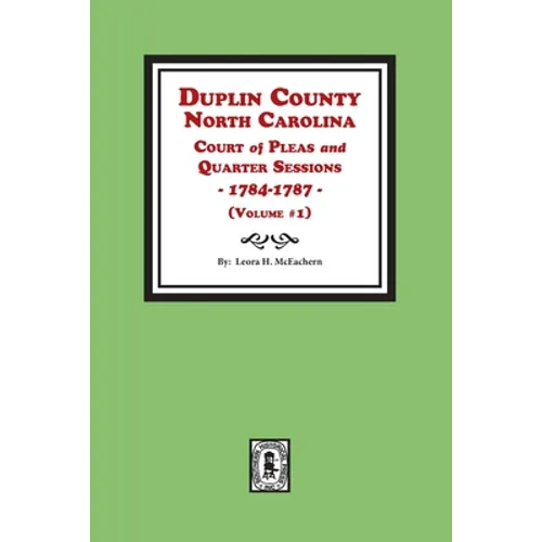 Duplin County, North Carolina Court of Pleas and Quarter Sessions, 1784-1787. Volume #1