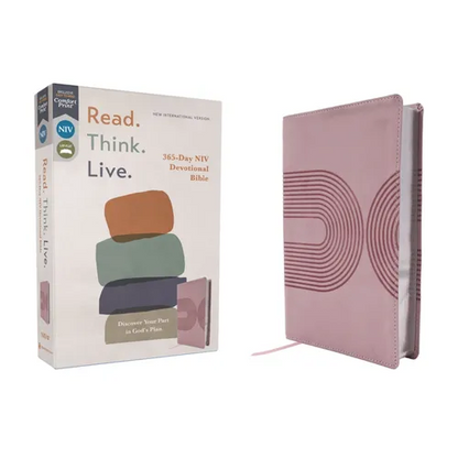 Niv, Read. Think. Live., Leathersoft, Pink, Comfort Print: 365-Day NIV Devotional Bible - Discover Your Part in God's Plan - Imitation Leather