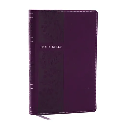 NKJV Personal Size Large Print Bible with 43,000 Cross References, Purple Leathersoft, Red Letter, Comfort Print
