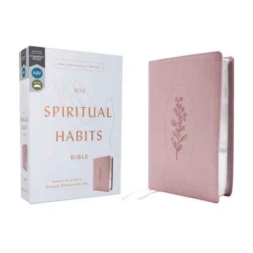 Niv, Spiritual Habits Bible, Leathersoft, Pink, Red Letter, Comfort Print: Learn to Live a Gospel-Centered Life