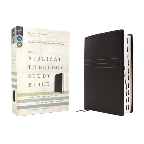 Niv, Biblical Theology Study Bible (Trace the Themes of Scripture), Leathersoft, Black, Thumb Indexed, Comfort Print: Follow God's Redemptive Plan as