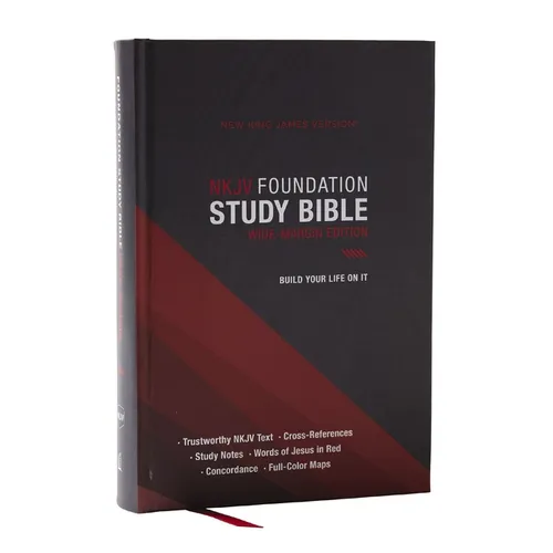NKJV Foundation Study Bible, Wide-Margin, Black Hardcover, Red Letter