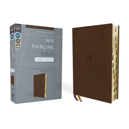 Niv, Thinline Bible, Large Print, Leathersoft, Brown, Red Letter, Thumb Indexed, Comfort Print - Imitation Leather